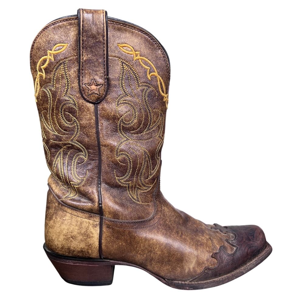Vintage Tony Lama Brown Leather Western Cowgirl Boots 9.5